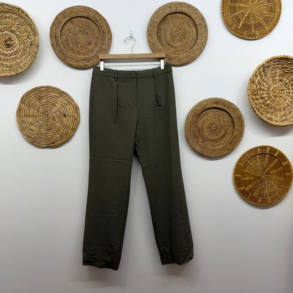 $228 J. Crew Portia Pant in Italian Bi-Stretch Wool Blend 10 Moss Green